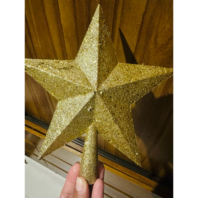 Estrela de Arvore de Natal Grande Ponteira Decoração Árvore de Natal 25cm glitter
