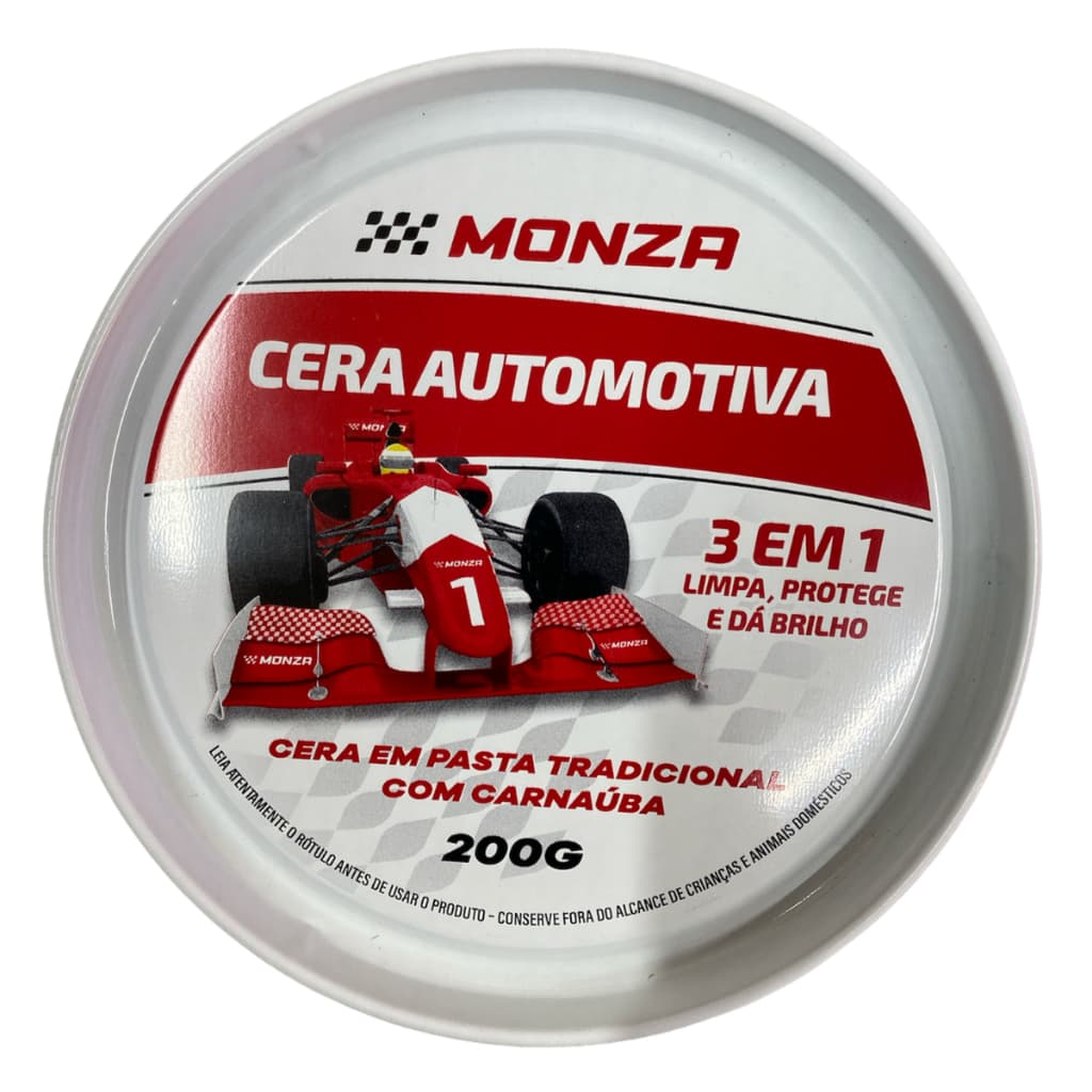 Cera Monza 3 em 1 200g – Cera Automotiva Tradicional com Carnaúba