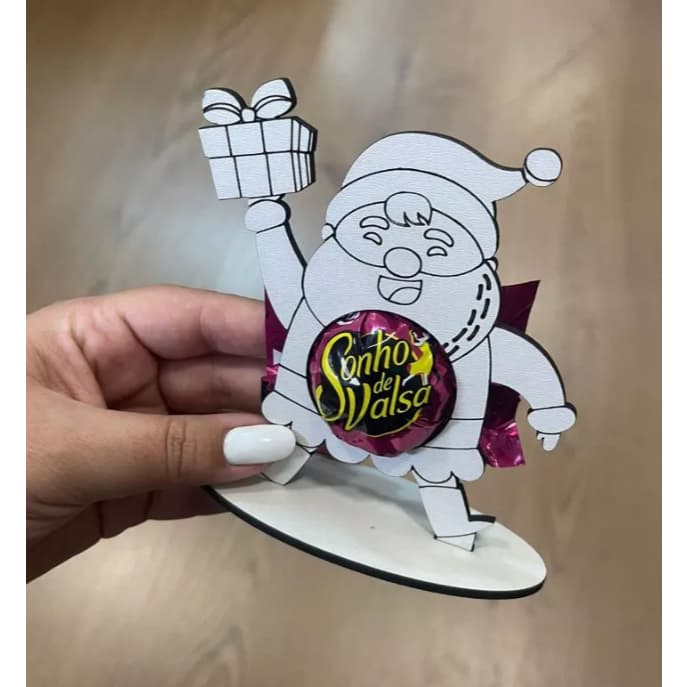 Porta Bombom Papai Noel em MDF - 20 unidades