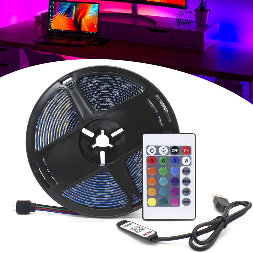 Fita Led 5050 Rgb Usb 5m 30 Leds Ritmo Musical App Controle Decoração de Natal