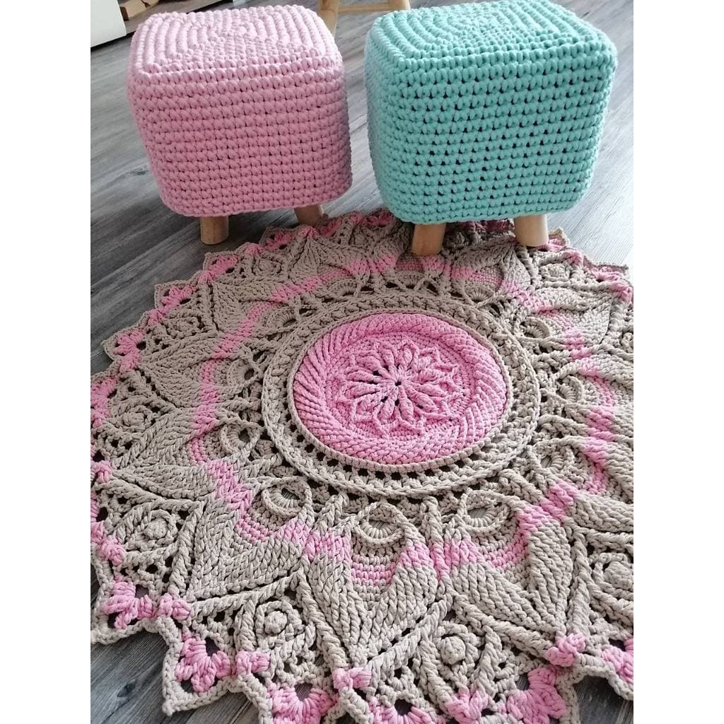 Tapete Mandala Redondo de Crochê Grande para Sala Quarto Artesanal Feito a Mão Toalha Centro de Mesa