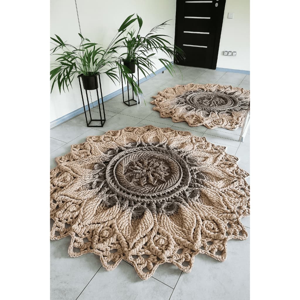 Tapete Mandala Redondo de Crochê Grande para Sala Quarto Toalha Centro de Mesa Crochet Artesanal