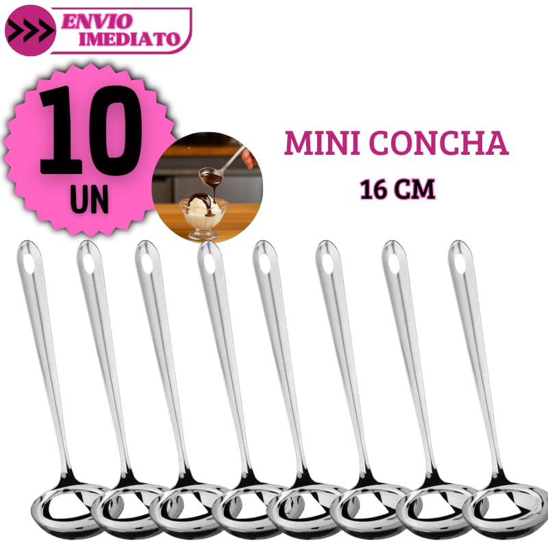 Kit 10/ 5 ou 3 Mini Conchas Inox para Molhos Caldas Sobremesas Praticidade Elegância Cozinha Estilo