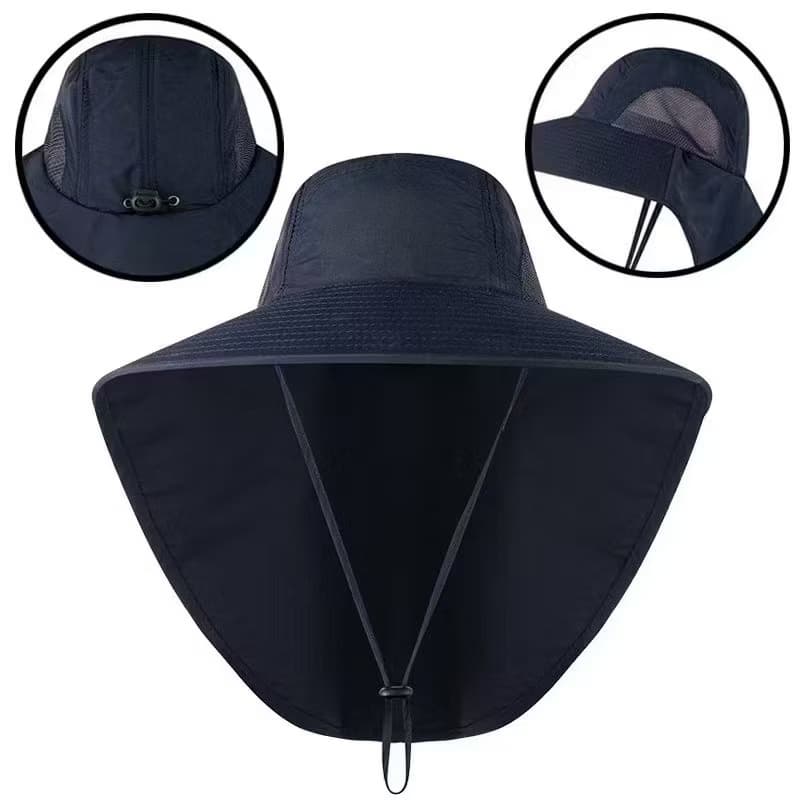 Chapéu De Proteção Solar De Verão Pesca Caminhada Anti-UV Com Capa De Pescoço Panamá Masculino