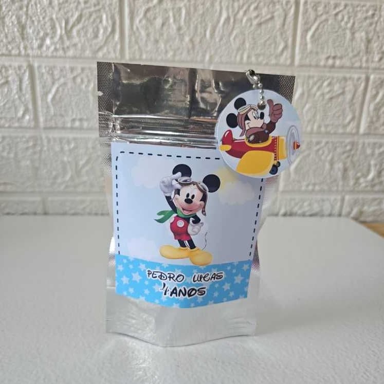 SAQUINHO Metalizado Mickey Personalizado /Lembrancinha de Festa Mickey / Personalizados Mickey Menino