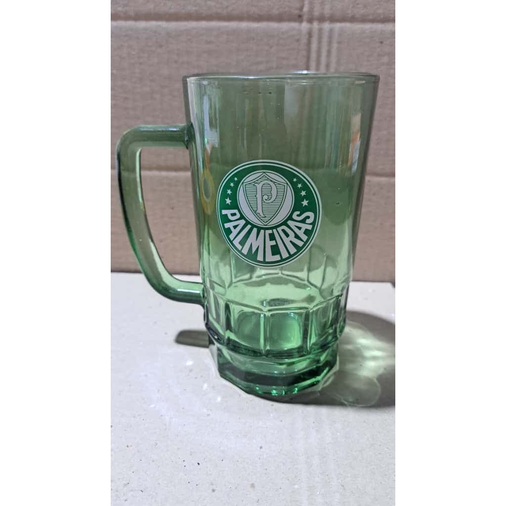 Caneca Vidro Transparente 550ml Palmeiras Escudo Brasão Torcedor Oficial Presente - XC3035C-3