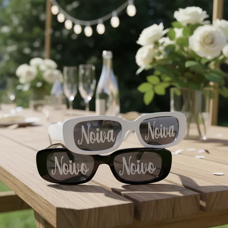 kit 2 Óculos Noiva Noivo Casamento Retro Vintage Festa Personalizado
