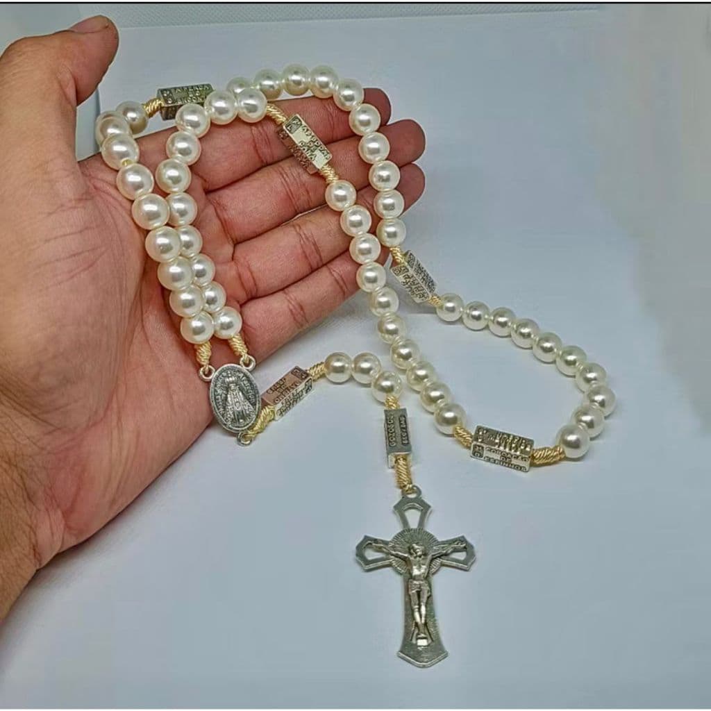TERÇO CONTEMPLAÇÕES NOSSA SENHORA APARECIDA EM PEROLA BEJE , UMA JÓIA ESPIRITUAL PARA RENOVAÇÃO DA SUA FÉ!!!!