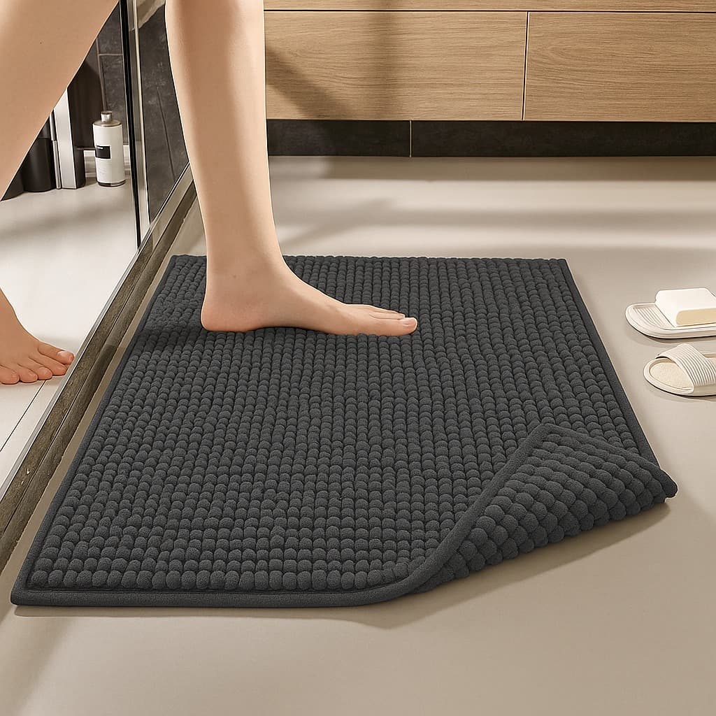 Tapete Macio Chenille Antiderrapante 60x40cm – Moderno e Fácil de Lavar LUXO