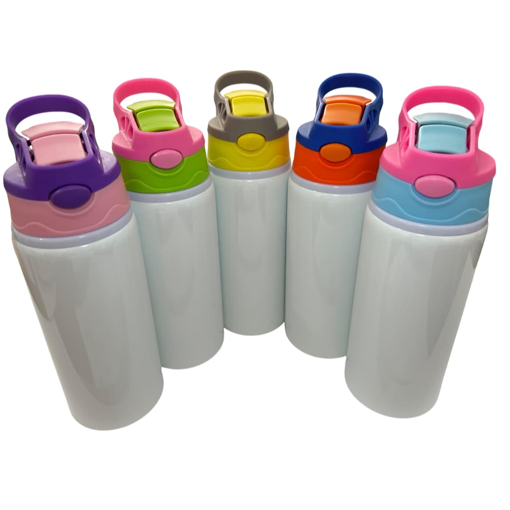 01/2/4 Garrafa Infantil Alumínio 500ml Sublimação Tampa Automática Diversa Cores Caixinha Individual