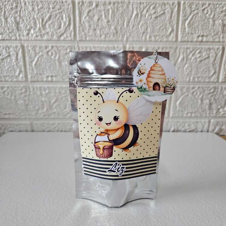 Saquinho Metalizado Abelhinha Personalizado /Lembrancinha de festa Abelhinha /Personalizados Abelhinha