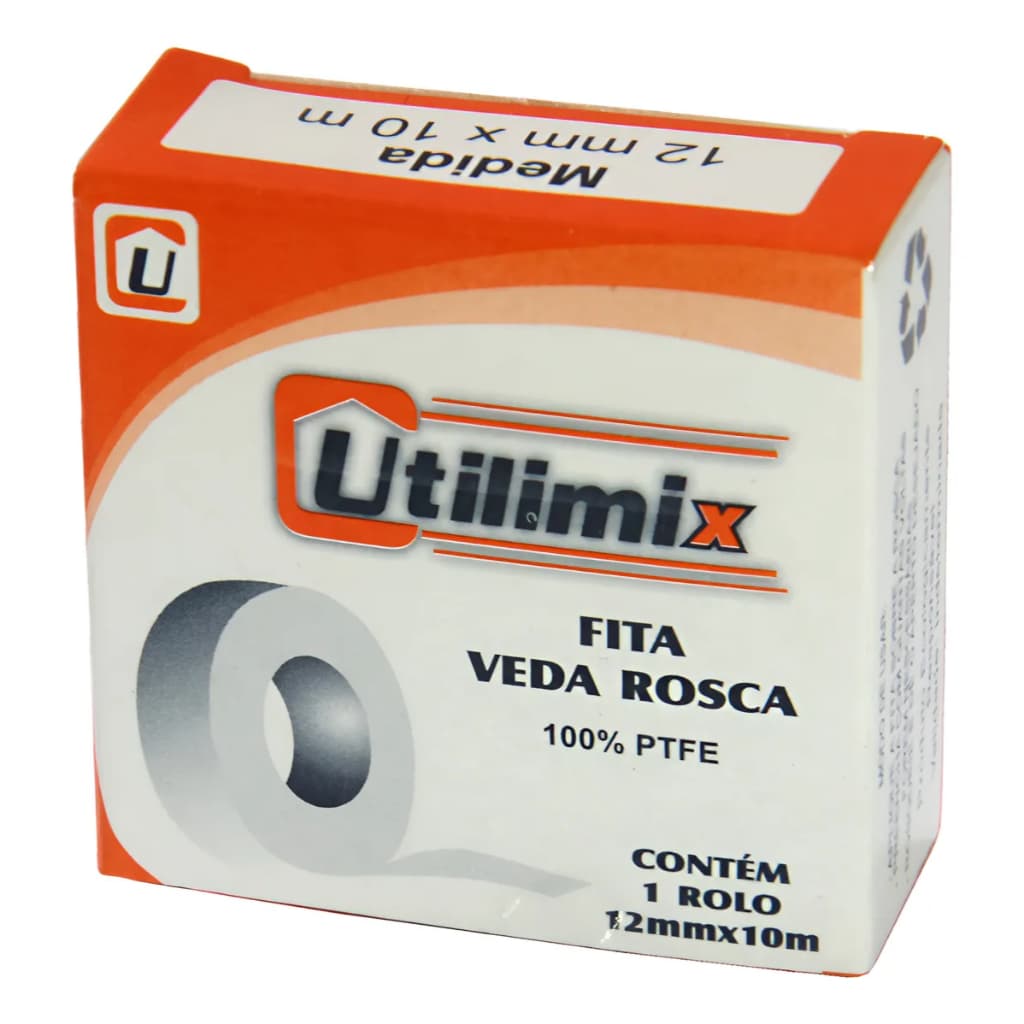 Fita Veda Rosca Utilimix 12mm X 10m - Kit Com 10 Un
