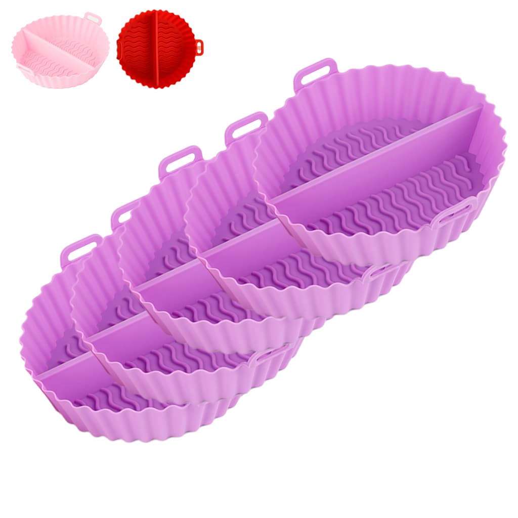 Kit 5 Forma Silicone Air Fryer Fritadeira Forno Microondas Assadeira Antiaderente Flexível Divisória