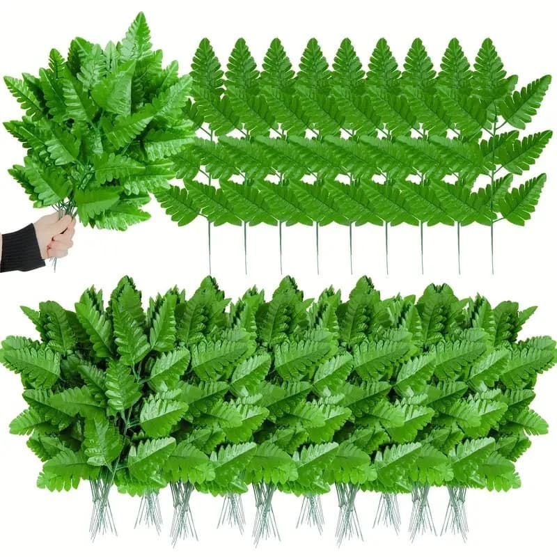 Kit de 10 a 40 Folhas De Samambaia Folhagem Artificial Decoração Casamento - HY802884 VERDE CLARO