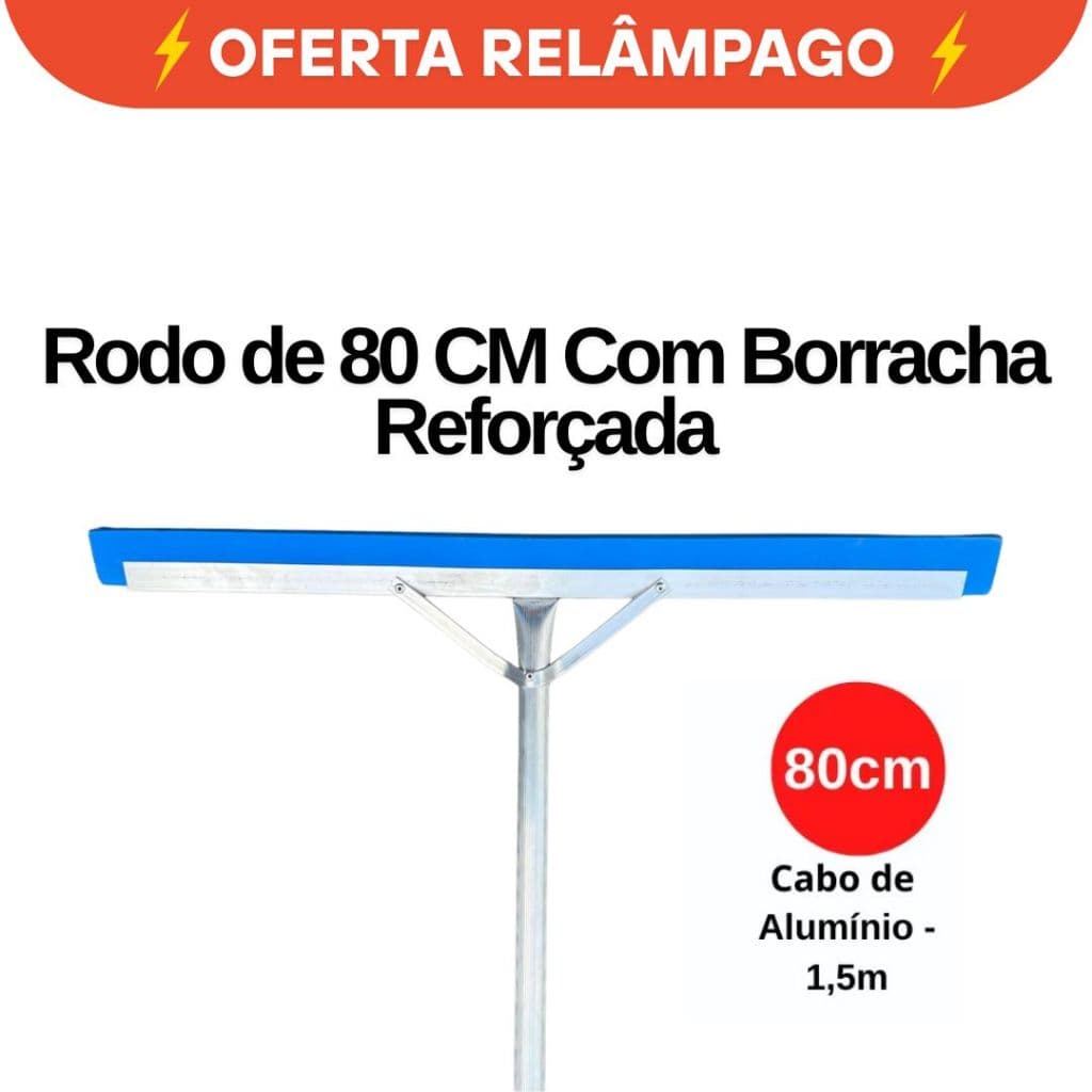 Rodo de Alumínio 80CM Cabo 1.5MT Limpeza Maxima Cozinha Casa Faxina