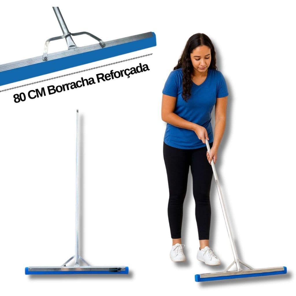Rodo de Alumínio 80cm Para Casa com Cabo Aluminio De 1,5 Metro Ergonomico e Rodo de Pia