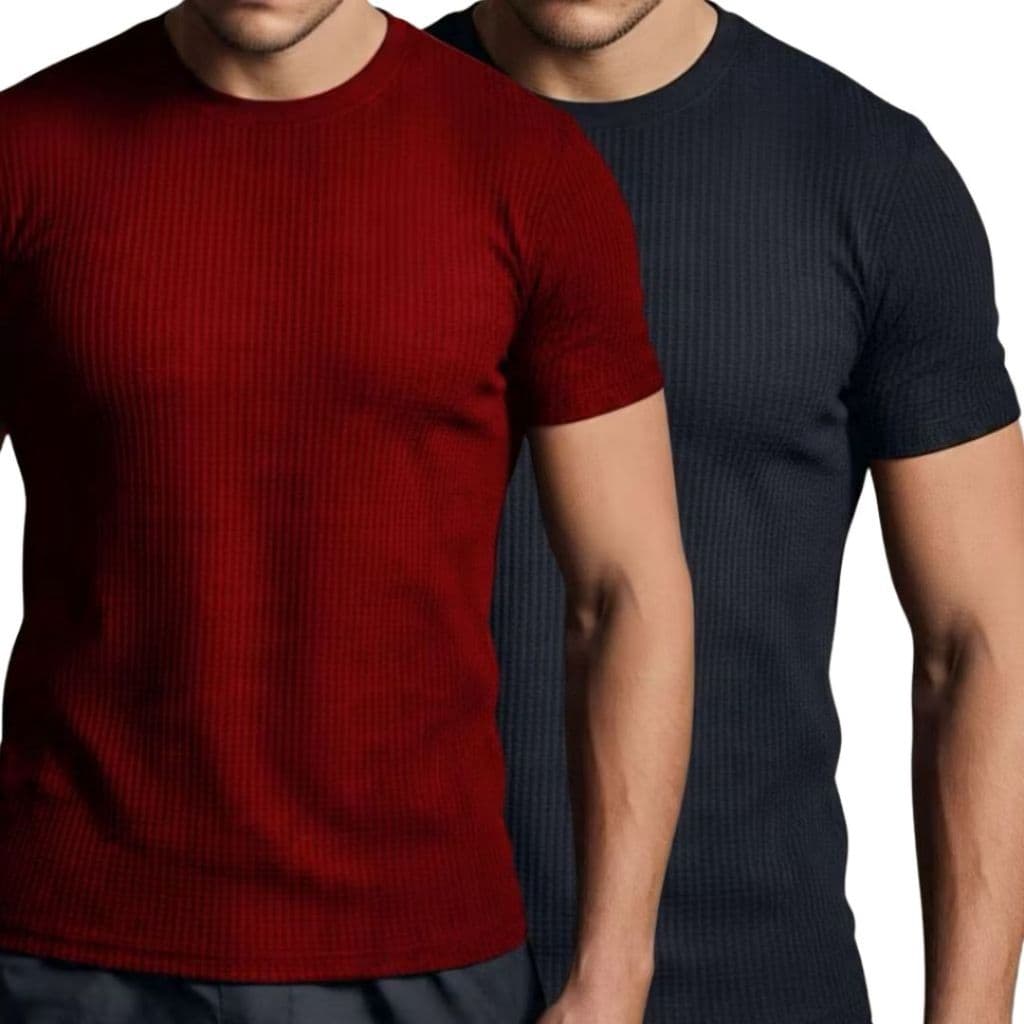 Kit Com 2 Camisetas Masculina Canelada Americana Slim Algodão Premium Ribana Original
