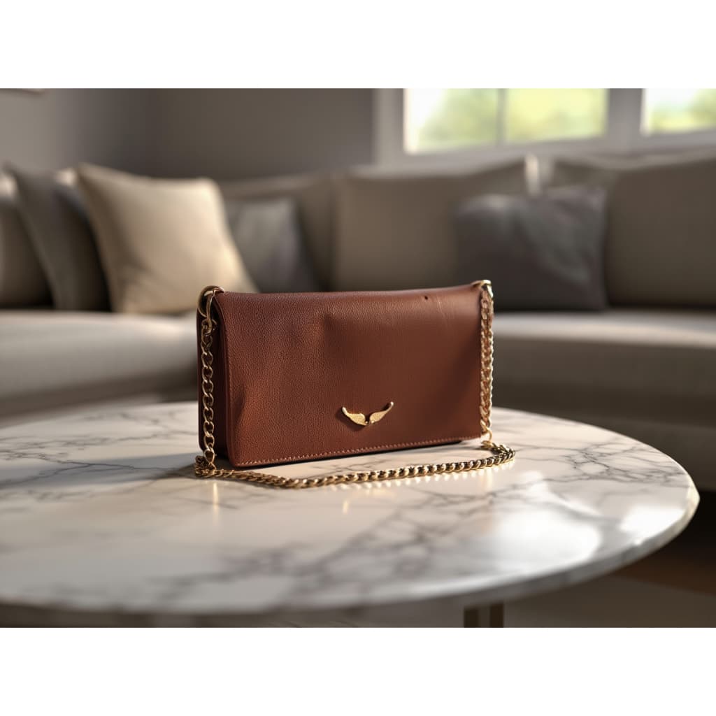 Bolsa Elegante Feminina com Duas Correntes Transversal Media Luxo de Grife