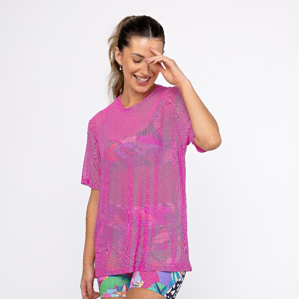 Camisão Tule Feminino Leve e Transparente Blusa Sobreposição Fitness e Look Casual Camisa Academia