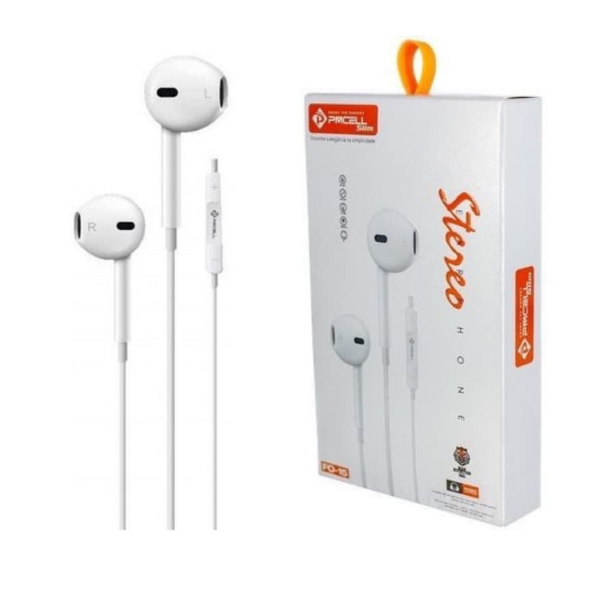 Kit Fone de ouvido Stereo PMCELL - FO15, Com Microfone,Com Fio