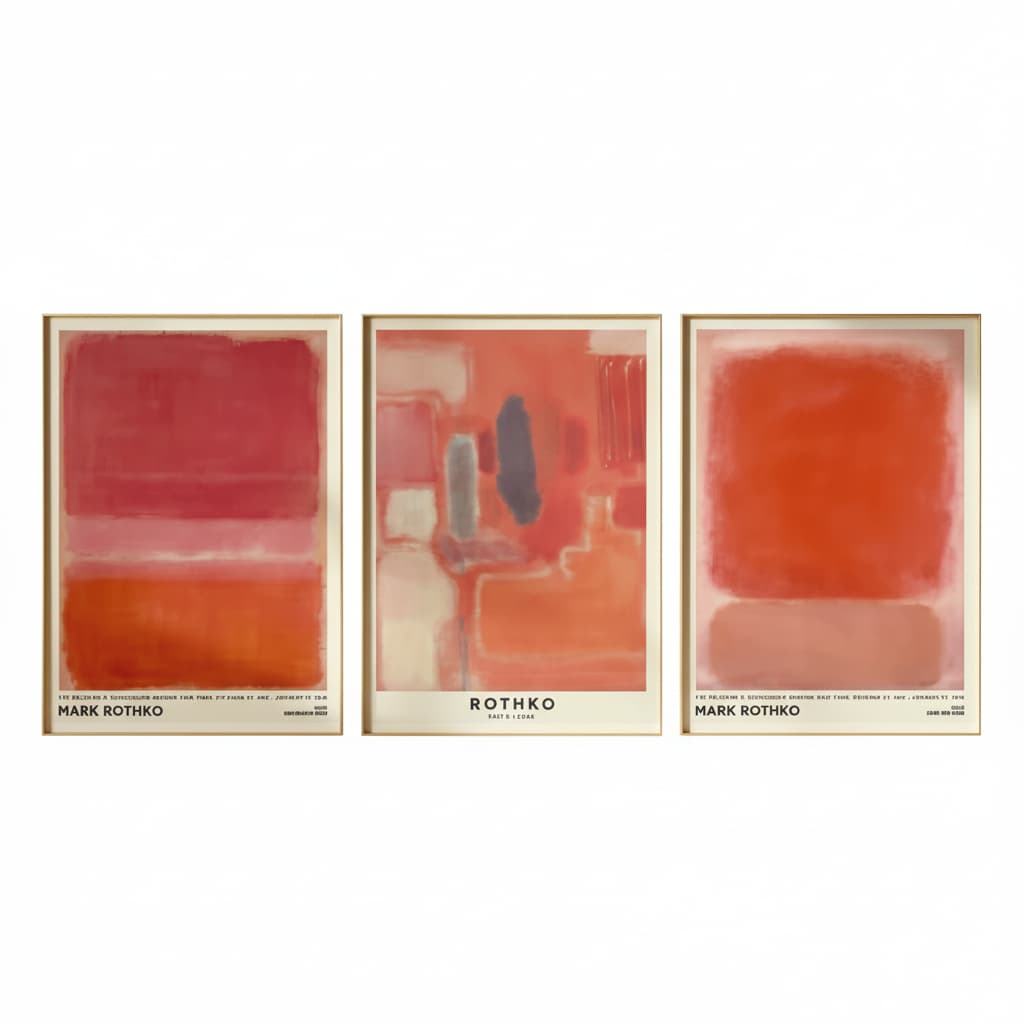 Quadros decorativos Mark Rothko Museu Exposição Moderna Arte Abstrata Pintura (3 peças)
