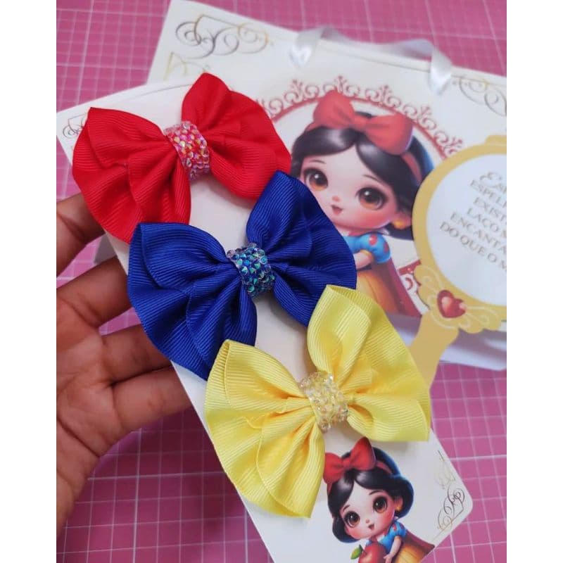 Trio branca de neve. Laço branca de neve. Laço temático. Kit laços. LEIA TODA A DESCRIÇÃO!!!