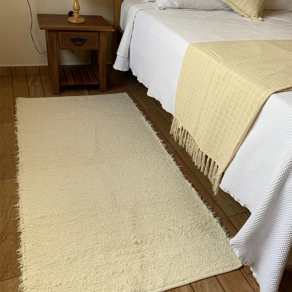 Tapete Quarto Berlim 80x1,50 Bege Algodão Macio Beira Cama Boho