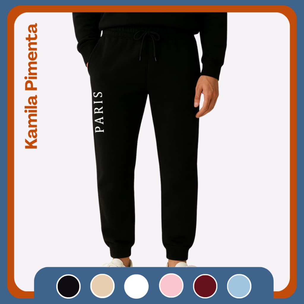 Calça Moletom Jogger Paris Estilo Streetwear Confortável E Moderna