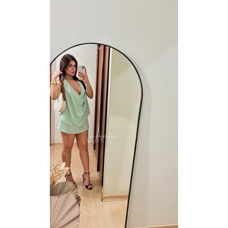 Conjunto Feminino Saia + Blusa Frente Única | Tecido Duna