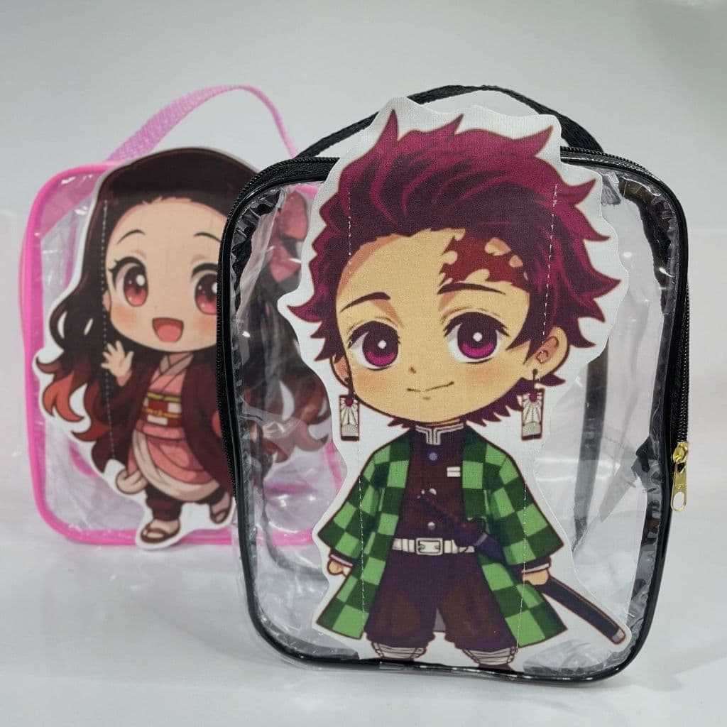 10 Frasqueira, maleta necessaire 3D personalizada Demon Slayer Tanjiro e Nezuko,  Tamanho 20x25
