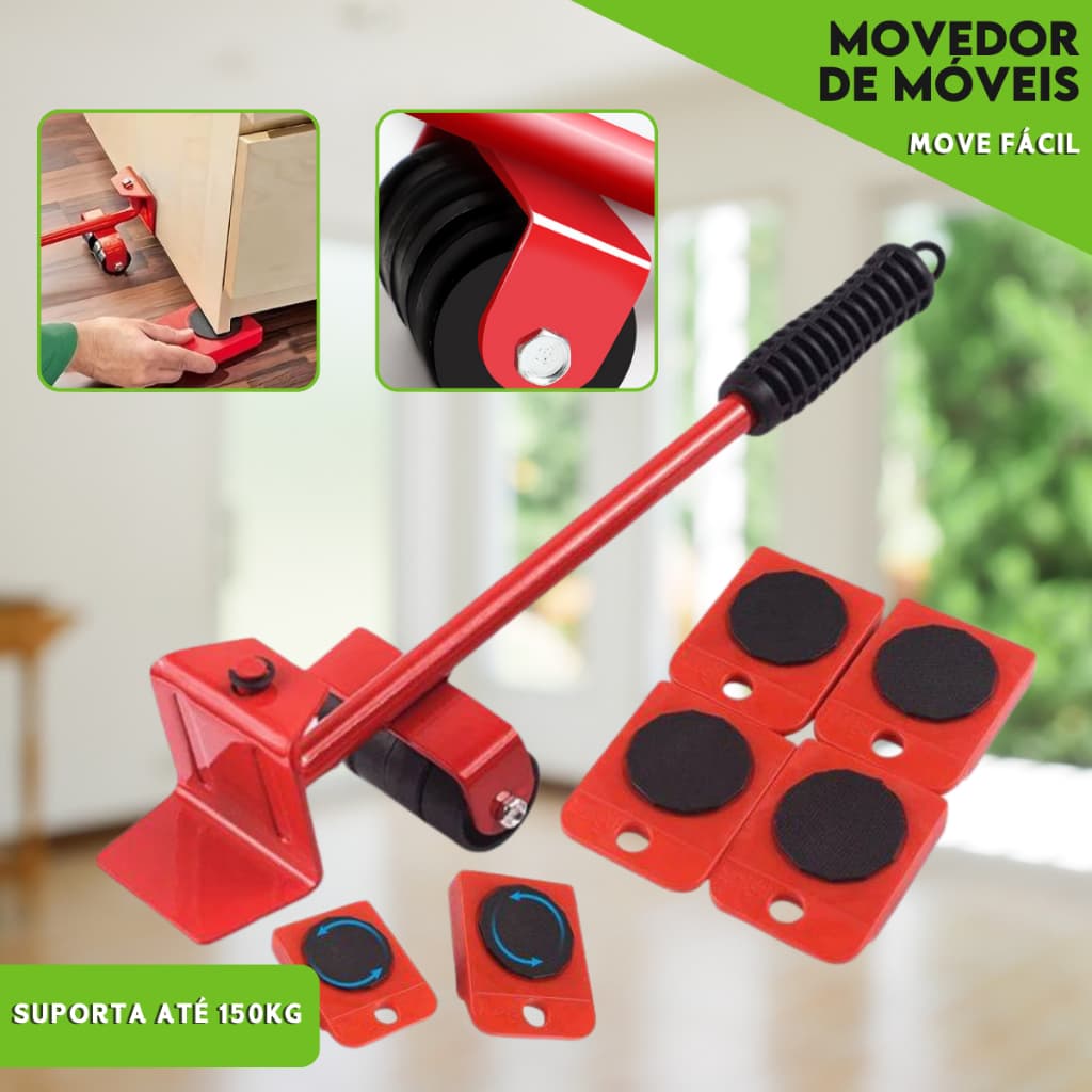 Aparelho Movedor Móveis Fácil Levantador Materiais Pesados Kit 5 Peças Sliders
