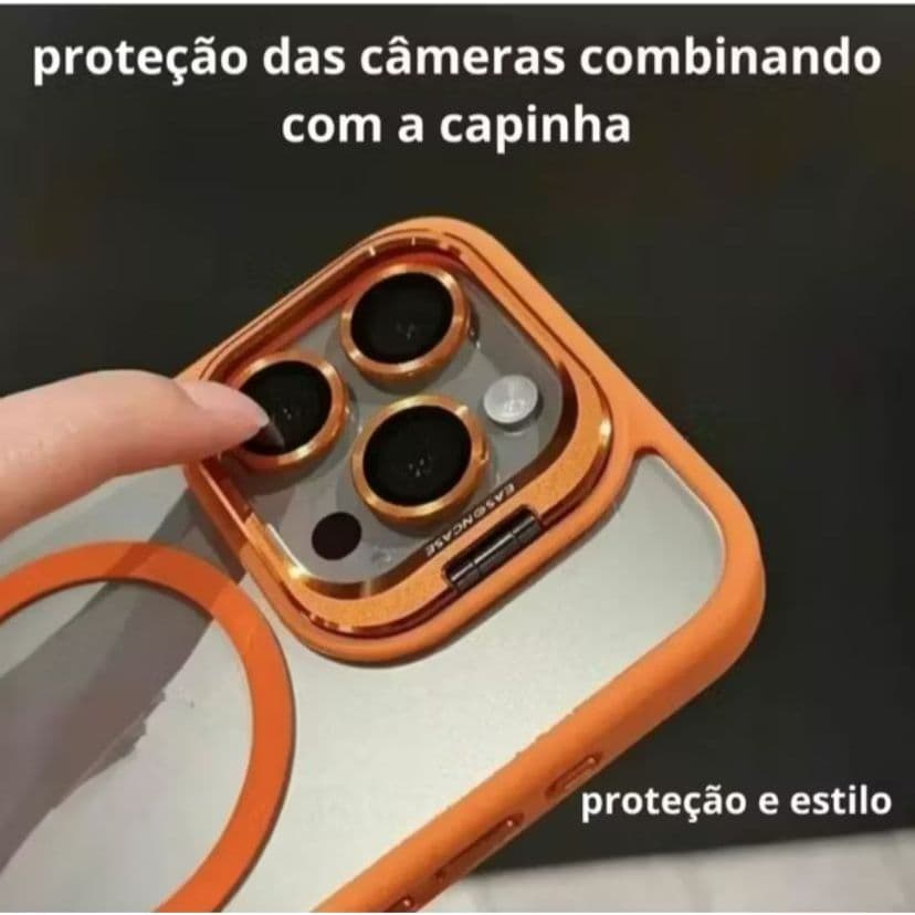 Capa Capinha para Iphone Suporte Metal + Proteção de Câmera