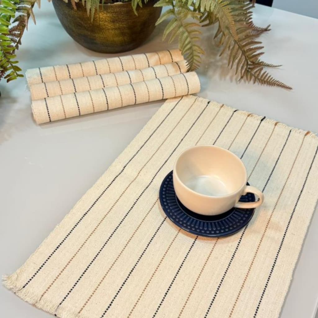 kit 4 Peças Jogo Americano - Café da Manhã Almoço Jantar Delicado Listrado