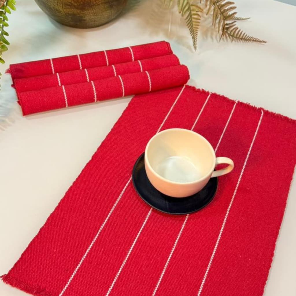 kit 4 Peças Jogo Americano - Café da Manhã Almoço Jantar Delicado Vermelho Natal