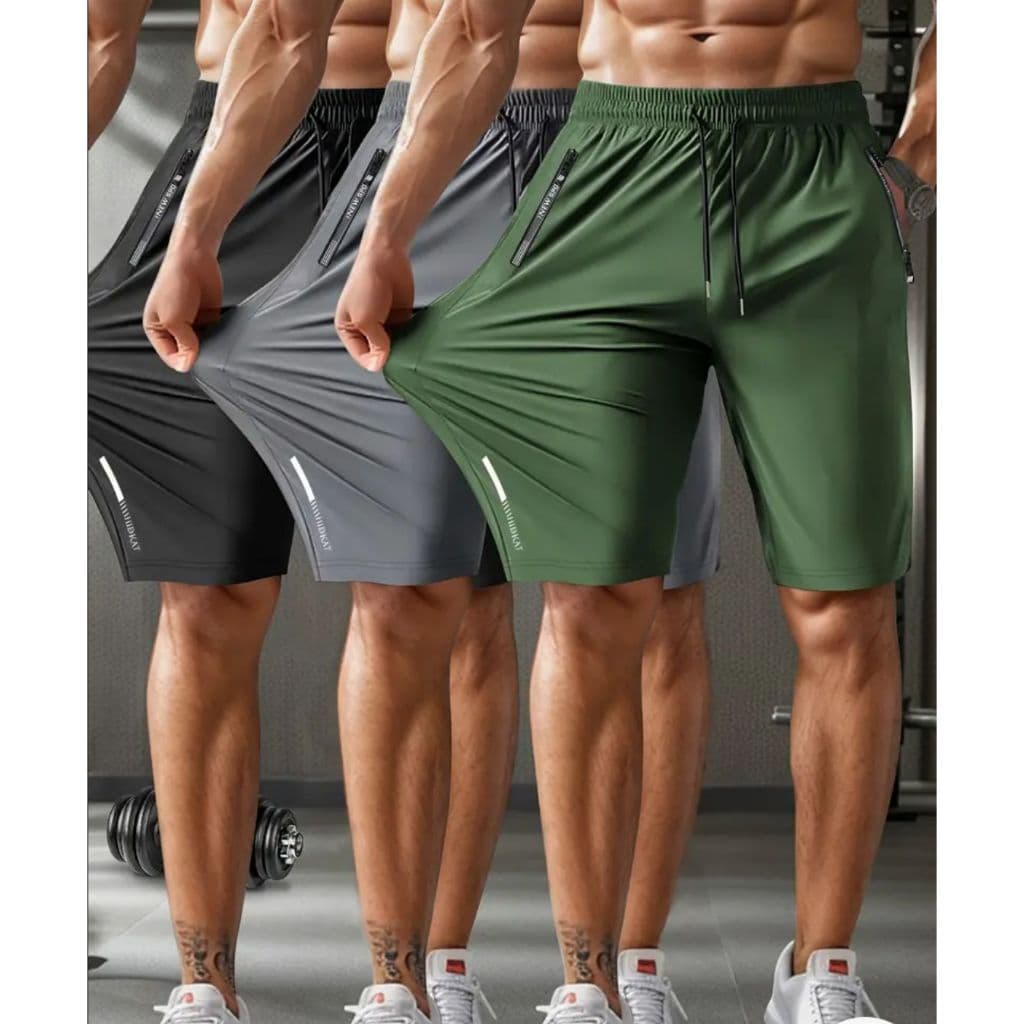 Bermuda Short Masculino Praia Bolsos Zíper Secagem Rápida Para Homens
