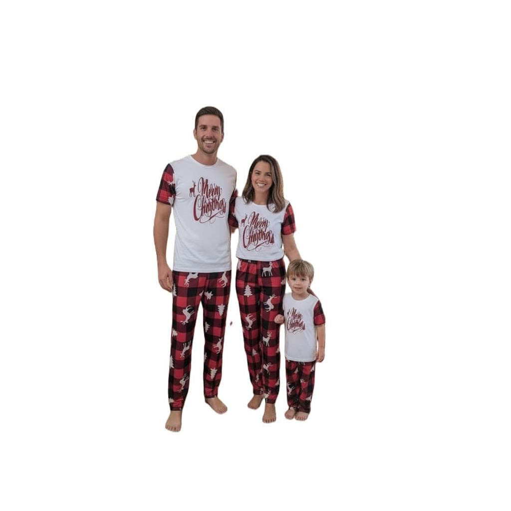 Kit Pijama Natal Família Camiseta Manga Curta e Calça Comprida - Camiseta Feminina é Baby Look LF102
