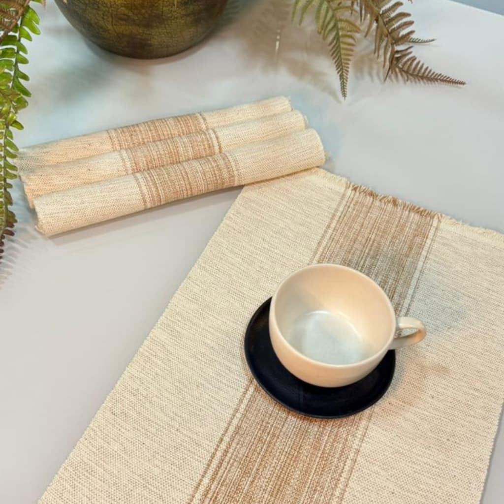 kit 4 Peças Jogo Americano - Café da Manhã Almoço Jantar Delicado Bege Claro Sofisticado