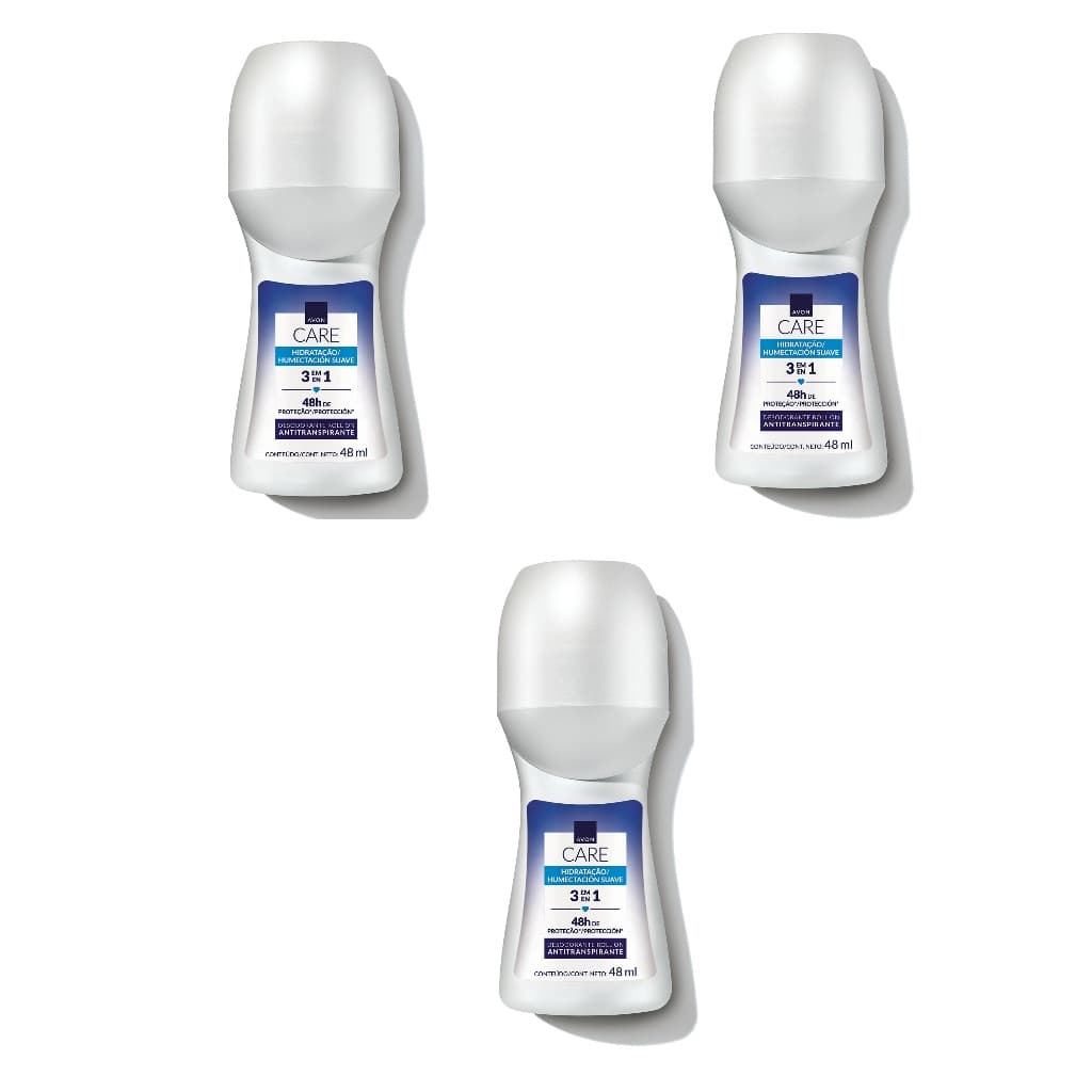 Desodorante Roll-On Antitranspirante Avon Care Hidratação Suave Kit c/3