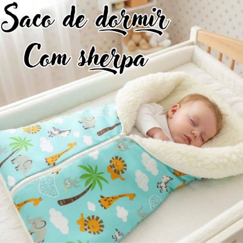 Porta Bebê Saco De Dormir com Sherpa - quentinho e macio, várias estampas, menino menina recém-nascido