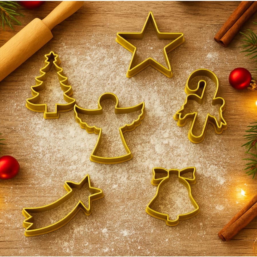Conjunto de Cortadores de Biscoitos Natalinos – Natal - 6 peças - 8cm