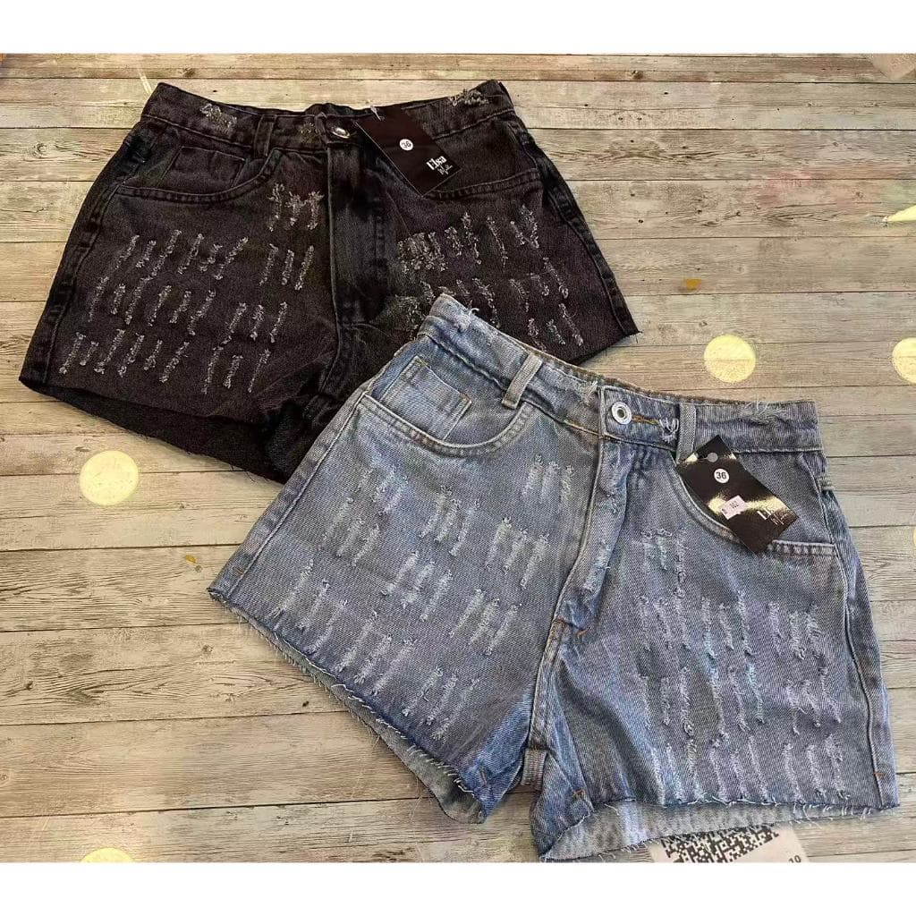 Short Jeans rasgadas Shorts laser cintura alto Short rasgadas Femininos