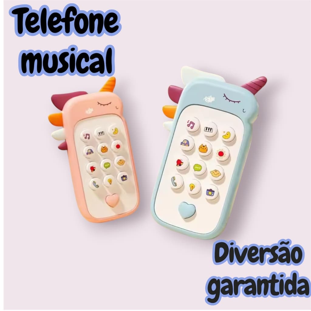 Telefone musical infantil brinquedo educativo com sons e mordedor para bebê som top celular infantil