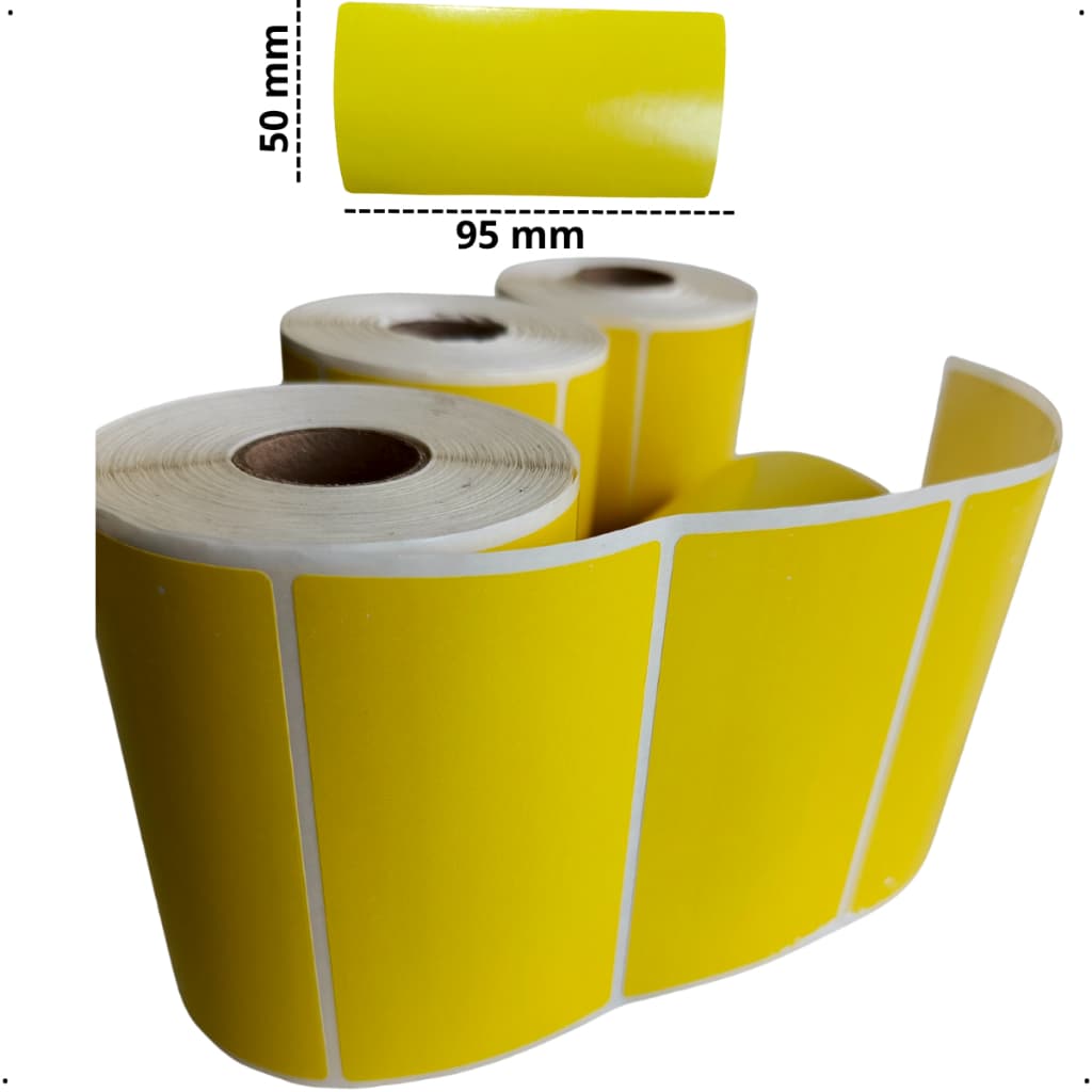 500 Etiquetas Couchê Adesiva Amarela 95mmx50mm / 01 coluna / P/ Impressora Térmica Código De Barras.