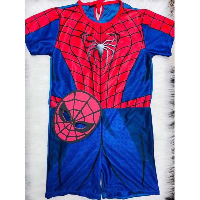 Roupa macacão infantil Homem-Aranha + mascara Eva heroi aranha