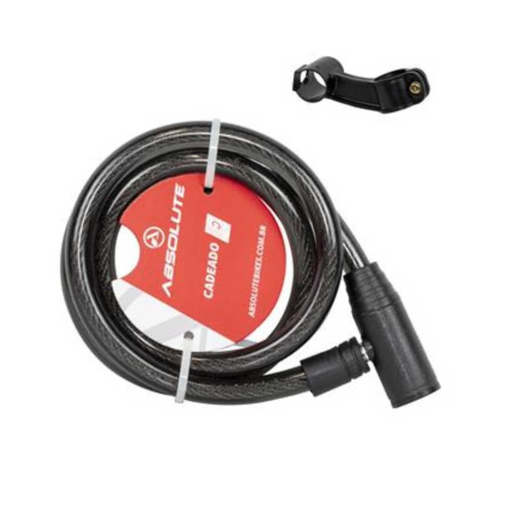 Cadeado Espiral Bike Absolute 1,0m x 12mm - Com Chave Com Suporte Oferta