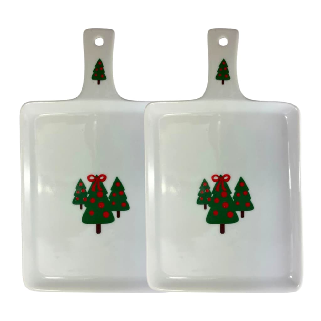 Kit 2 Petisqueira Natalina Porcelana Tábua de Frios Queijos Buffet Ceia Natal