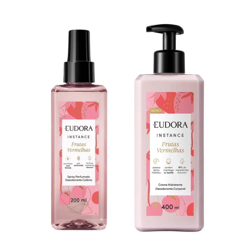 Presente Combo Instance Frutas Vermelhas: Loção Corporal 400ml + Spray Corporal 200ml