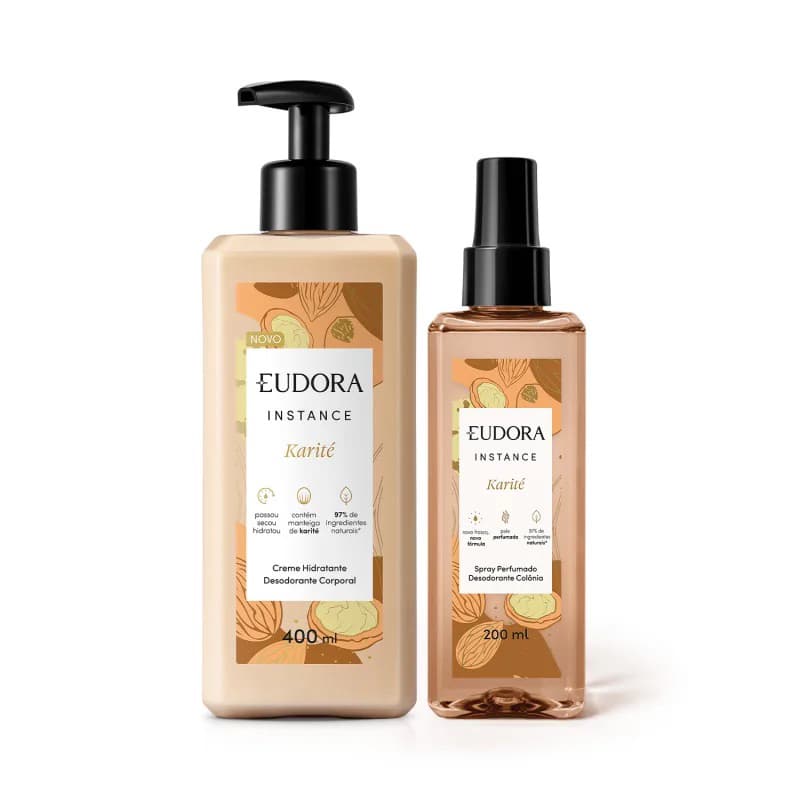 Presente Combo Instance Karité: Loção Corporal 400ml + Spray Corporal 200ml