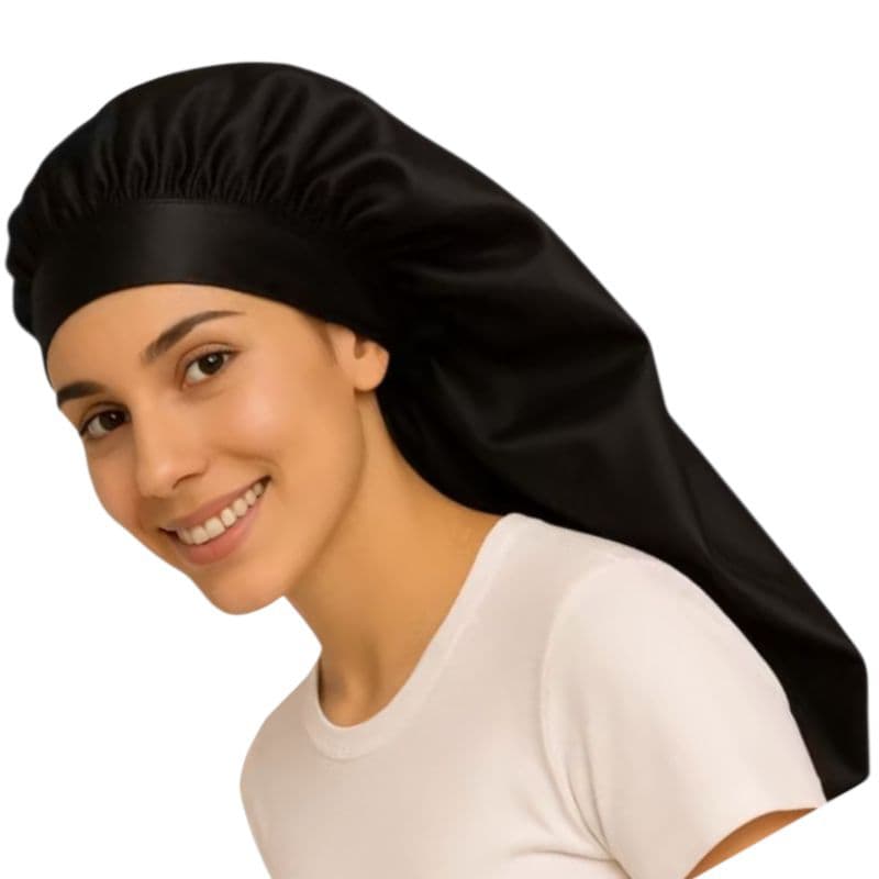 Touca para dormir touca de cetim com faixa  cabelos longo tranças box braids