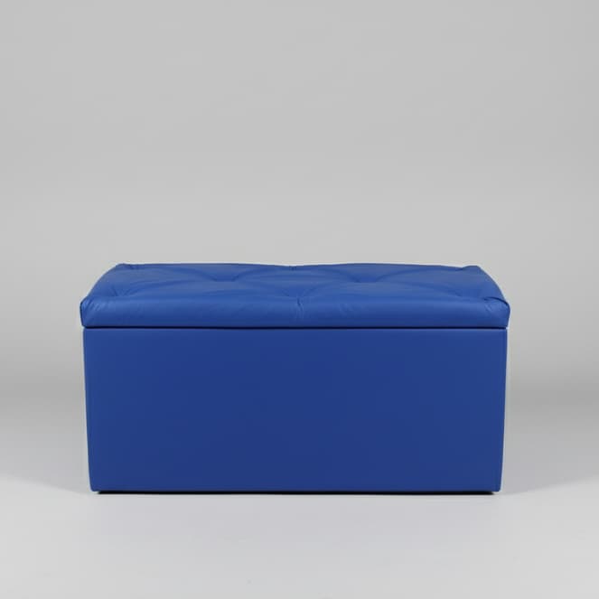 Puff Baú Organizador Corino Azul 90x40x48 Assento Quarto Sala